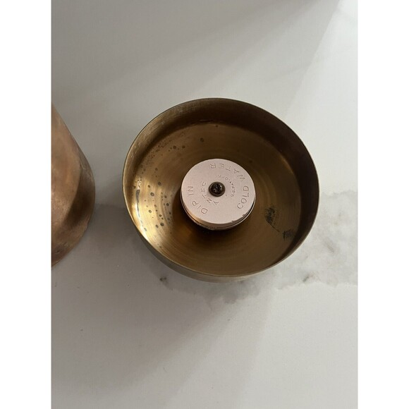 Vintage Brass Copper Humidor Aztec Clay Cigar Humidifier Container - Picture 5 of 6